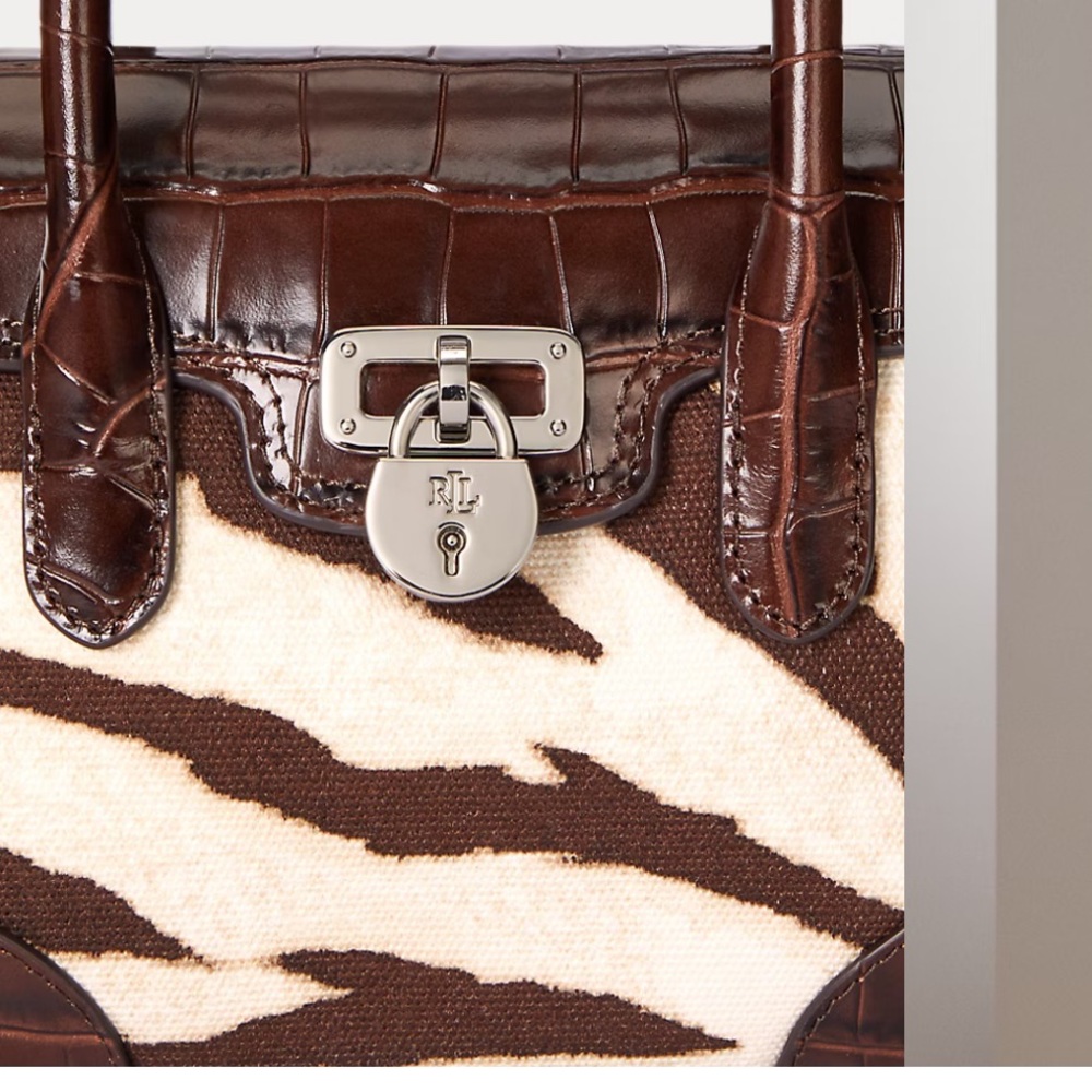 Lauren Ralph Lauren Brown and Cream Zebra-Print Satchel - Picture 4 of 8